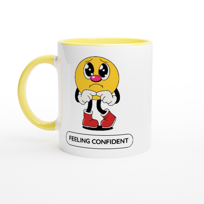 Feeling Confident - White 11oz Ceramic Mug with Colour Inside ceramic yellow Colour 11oz Mug Globally Fulfilled