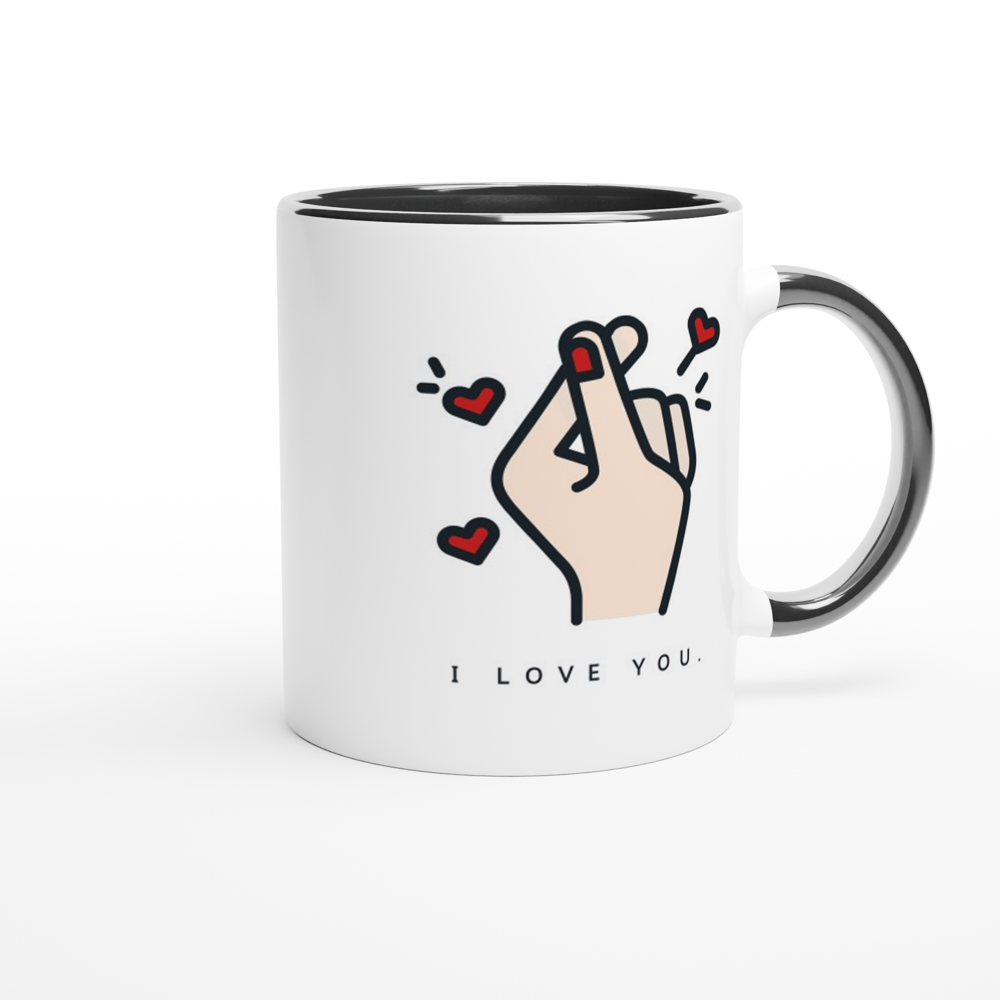 I Love You - White 11oz Ceramic Mug with Colour Inside Colour 11oz Mug Love