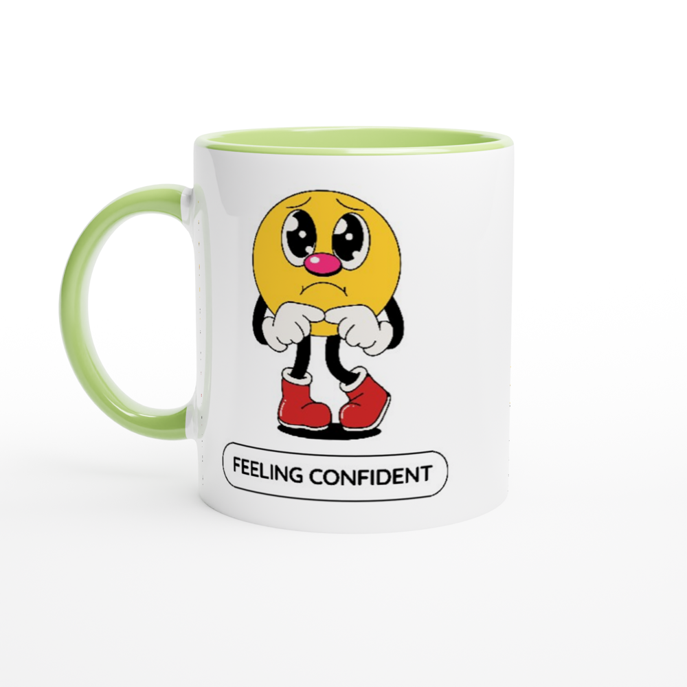 Feeling Confident - White 11oz Ceramic Mug with Colour Inside ceramic green Colour 11oz Mug Globally Fulfilled