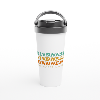 Kindness Can Change The World - White 15oz Stainless Steel Travel Mug White 15oz Stainless Steel Travel Mug Travel Mug Globally Fulfilled