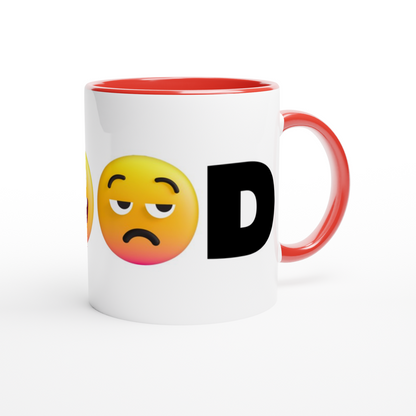 Mood Emoji - White 11oz Ceramic Mug with Colour Inside Colour 11oz Mug Funny