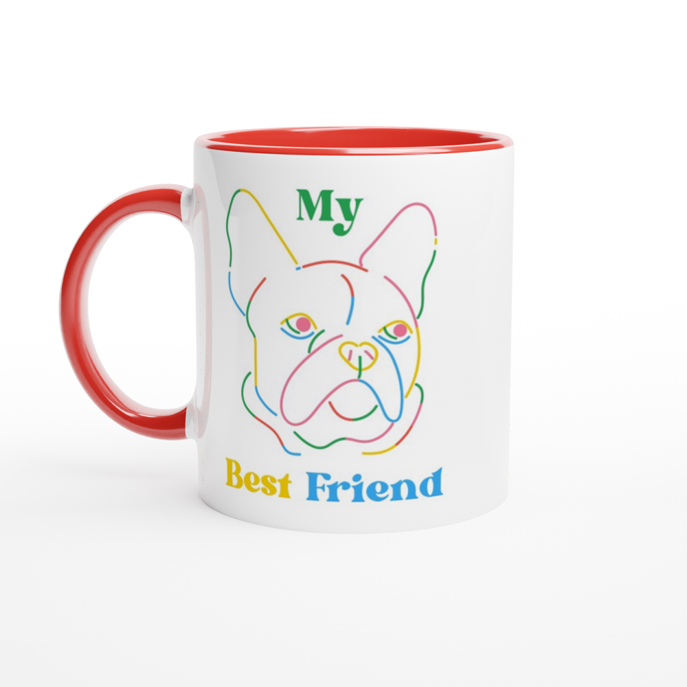 My Best Friend, Dog - White 11oz Ceramic Mug with Colour Inside ceramic red Colour 11oz Mug animal