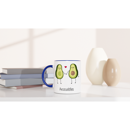 Avocuddles, Holy Guacamole - White 11oz Ceramic Mug with Colour Inside Colour 11oz Mug Love