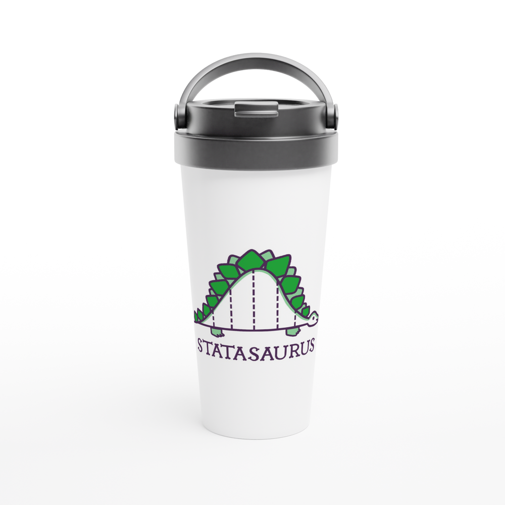 Statasaurus - White 15oz Stainless Steel Travel Mug Travel Mug animal Globally Fulfilled Maths Science