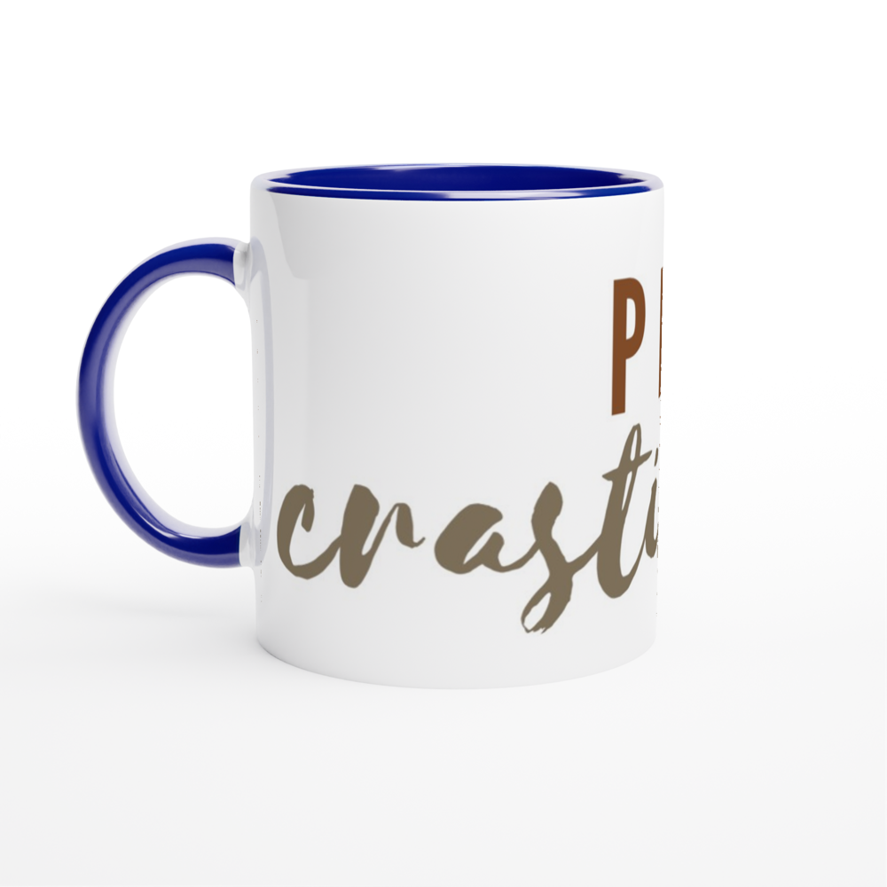 Procrastinator - White 11oz Ceramic Mug with Colour Inside ceramic blue Colour 11oz Mug Funny