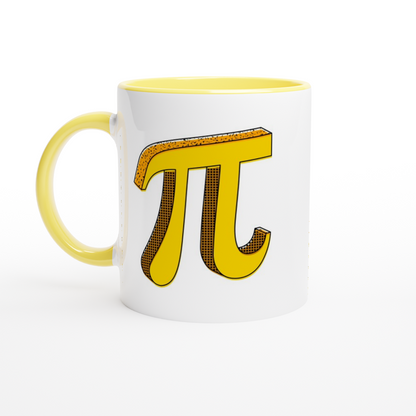 Pi - White 11oz Ceramic Mug with Colour Inside ceramic yellow Colour 11oz Mug Maths Science