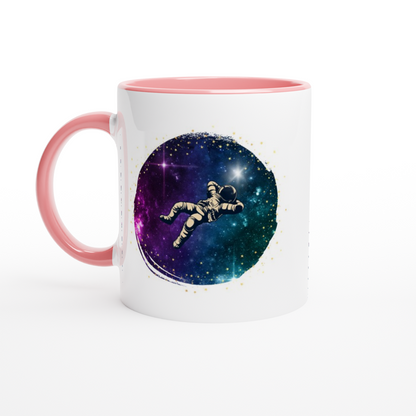 Spaceman - White 11oz Ceramic Mug with Colour Inside ceramic pink Colour 11oz Mug Space