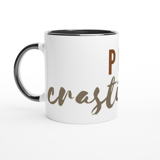 Procrastinator - White 11oz Ceramic Mug with Colour Inside Colour 11oz Mug Funny