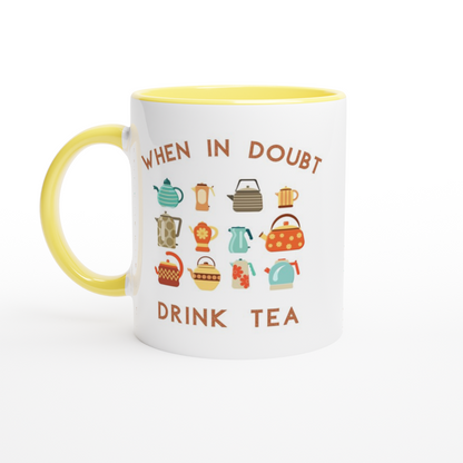Drink Tea - White 11oz Ceramic Mug with Colour Inside ceramic yellow Colour 11oz Mug Tea