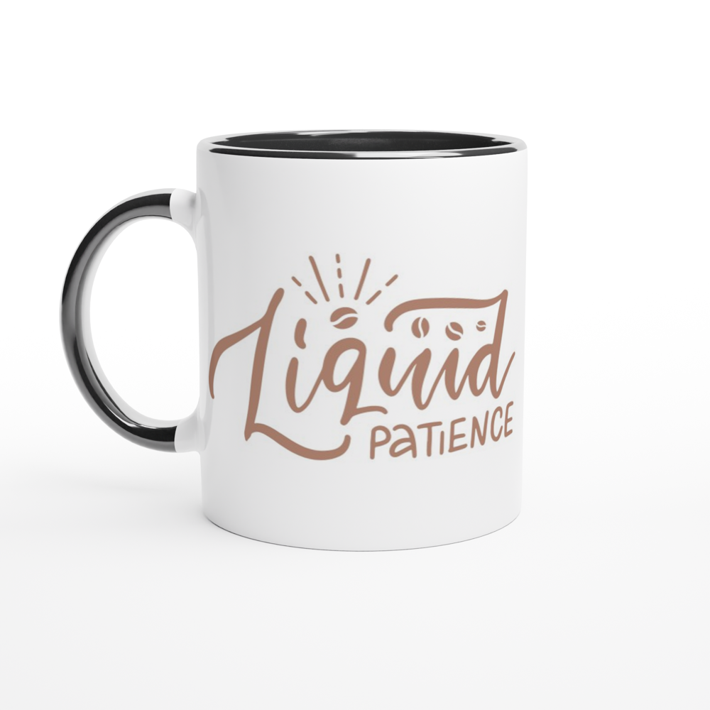 Liquid Patience - White 11oz Ceramic Mug with Colour Inside ceramic black Colour 11oz Mug Coffee Globally Fulfilled