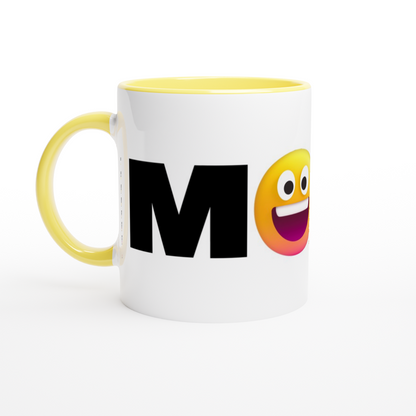 Mood Emoji - White 11oz Ceramic Mug with Colour Inside ceramic yellow Colour 11oz Mug Funny