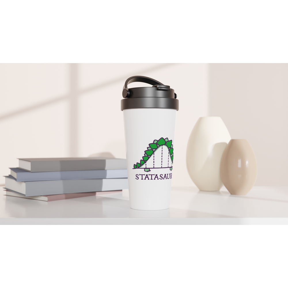 Statasaurus - White 15oz Stainless Steel Travel Mug Travel Mug animal Globally Fulfilled Maths Science