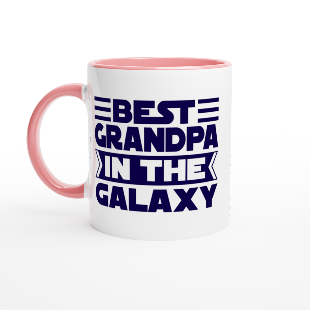 Best Grandpa In The Galaxy - White 11oz Ceramic Mug with Colour Inside ceramic pink Colour 11oz Mug Dad