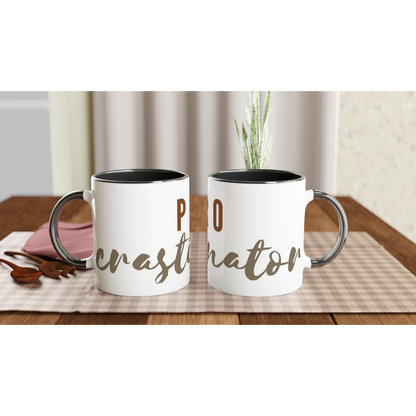 Procrastinator - White 11oz Ceramic Mug with Colour Inside Colour 11oz Mug Funny