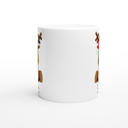 Oh Deer, Christmas Is Here - White 11oz Ceramic Mug Christmas White Mug Globally Fulfilled