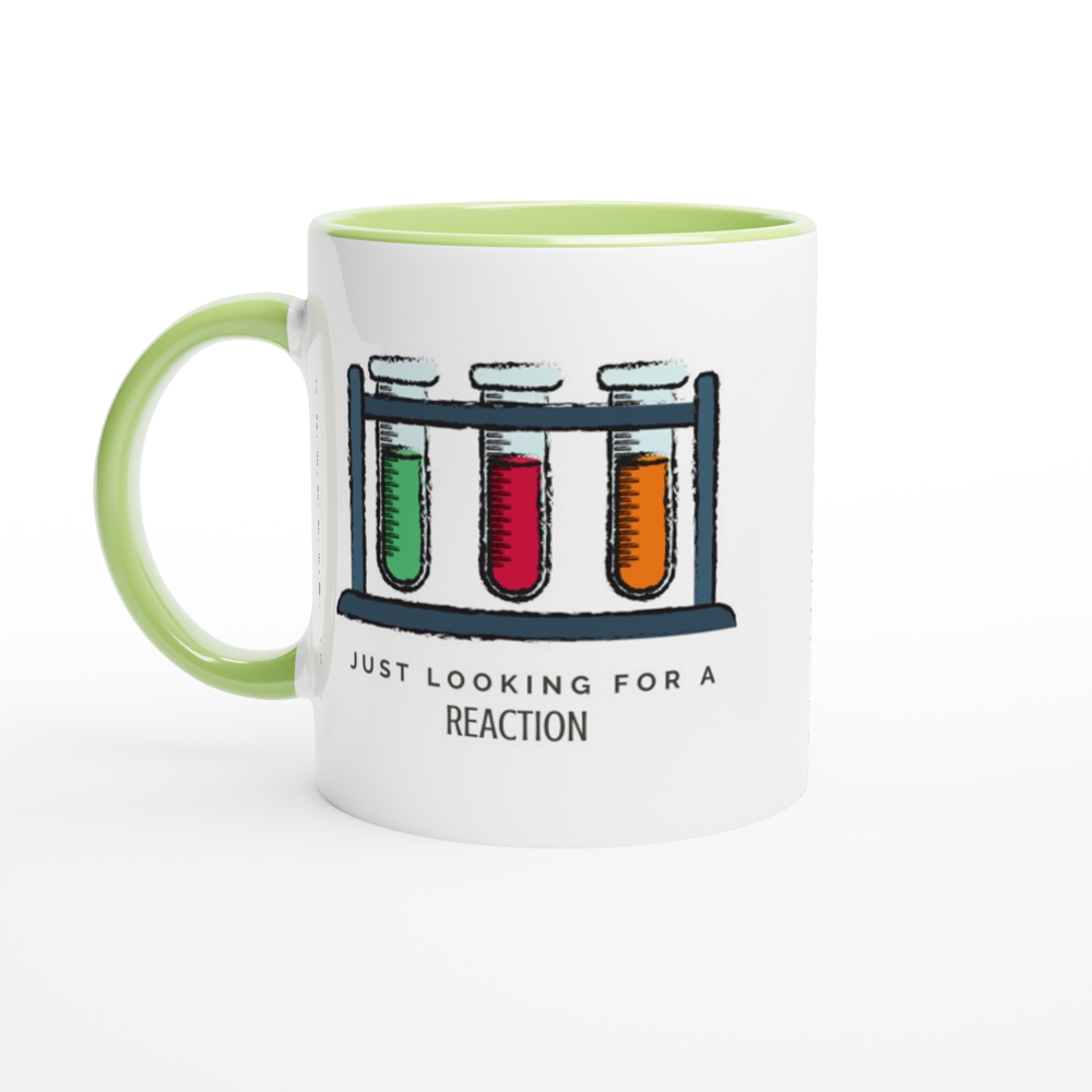 Test Tubes, Just Looking For A Reaction - White 11oz Ceramic Mug with Colour Inside ceramic green Colour 11oz Mug Science
