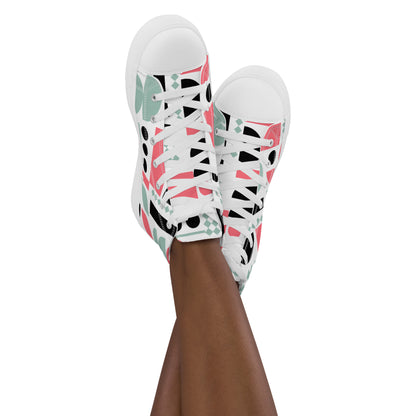 Pink Geometric - Women’s high top canvas shoes Womens High Top Shoes Outside Australia