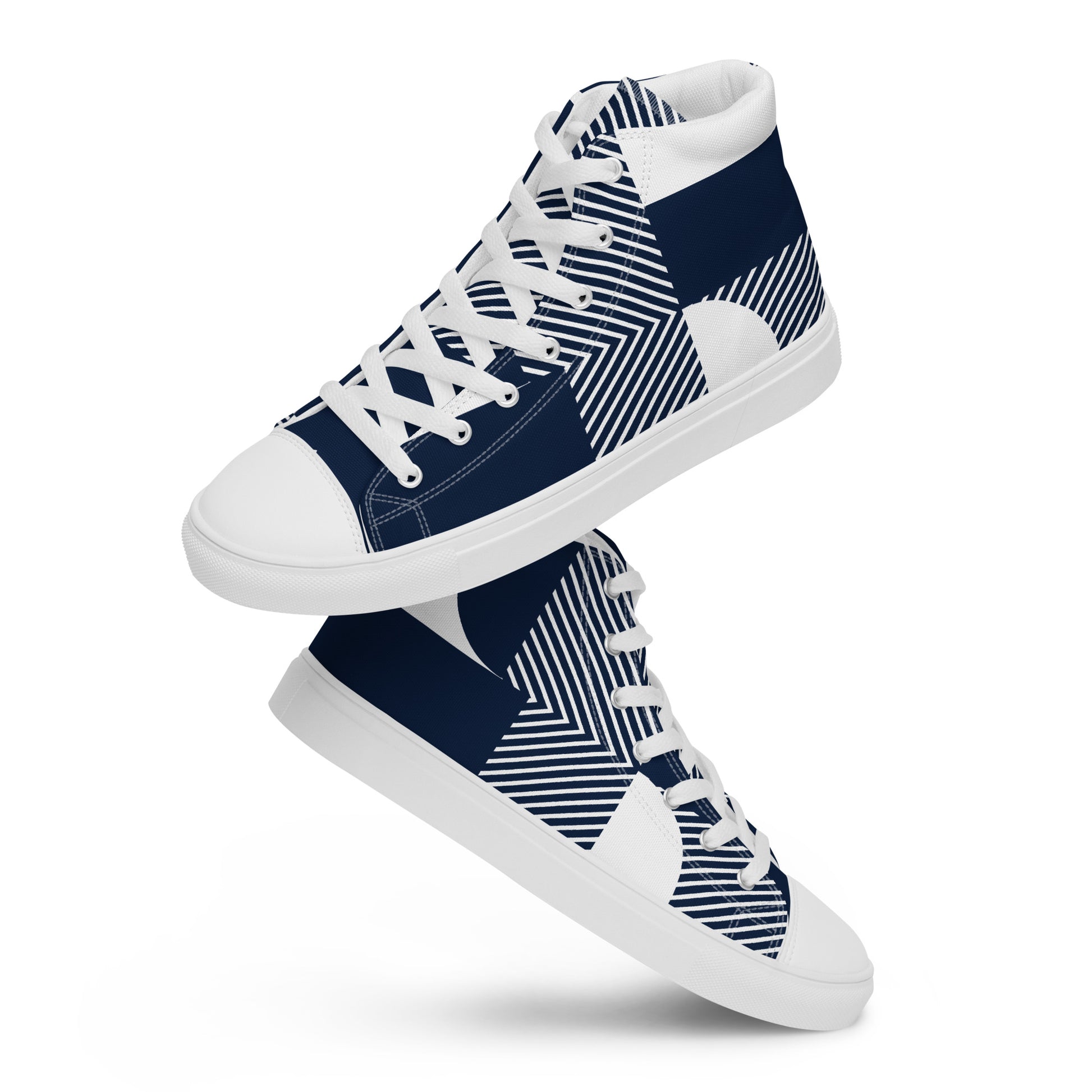 Blue Geometric - Women’s high top canvas shoes Womens High Top Shoes Outside Australia