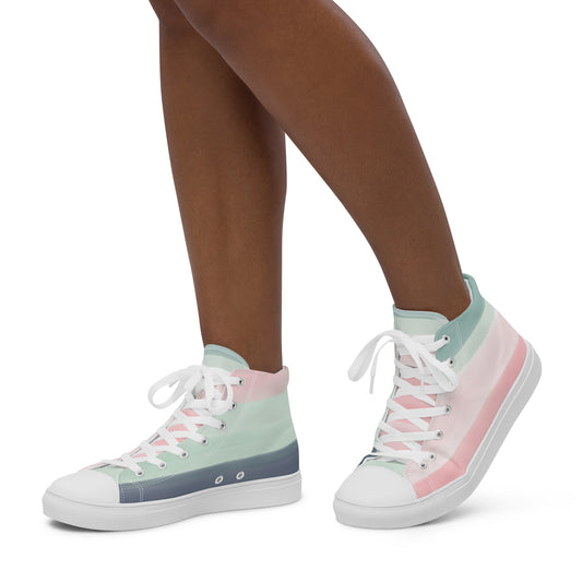 Pastel Stripes - Women’s high top canvas shoes Womens High Top Shoes Outside Australia