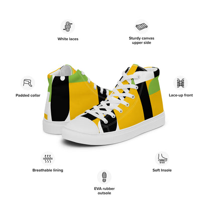 Yellow, Green And Black Geometric - Women’s high top canvas shoes Womens High Top Shoes Outside Australia