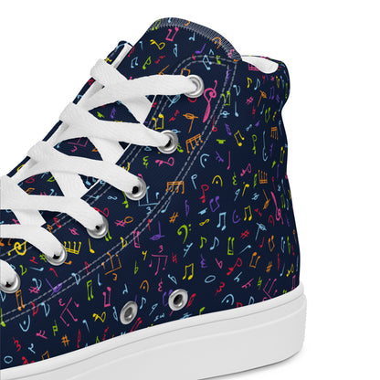 Music Notes - Women’s high top canvas shoes Womens High Top Shoes Outside Australia