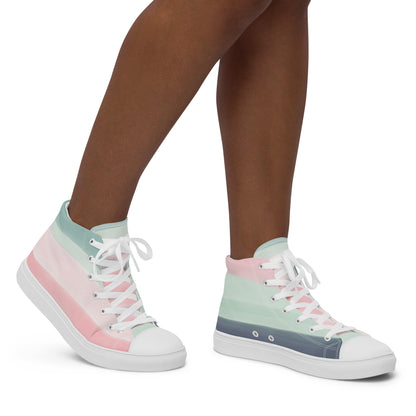 Pastel Stripes - Women’s high top canvas shoes Womens High Top Shoes Outside Australia
