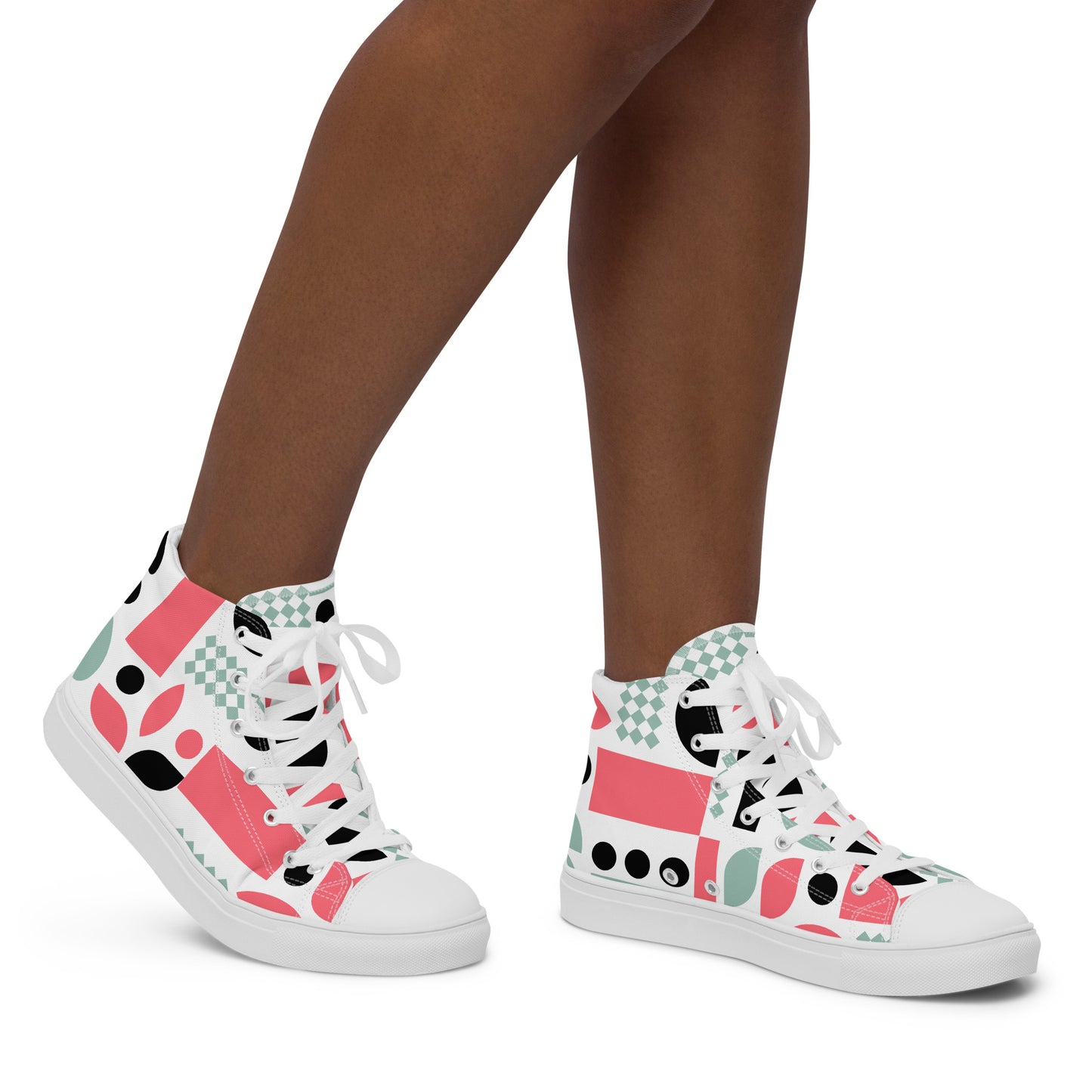 Pink Geometric - Women’s high top canvas shoes Womens High Top Shoes Outside Australia