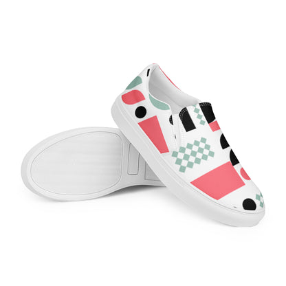 Pink Geometric - Women’s slip-on canvas shoes Womens Slip On Shoes