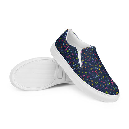 Colourful Music Notes - Women’s slip-on canvas shoes Womens Slip On Shoes